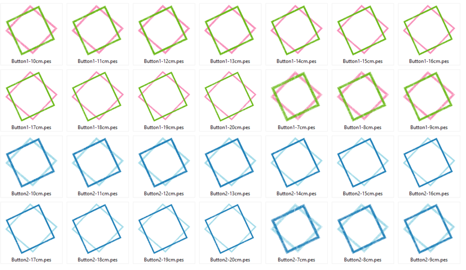 Stickdatei - Rechteck Buttons Rahmen mit doppeltem Rand in 14 Größen