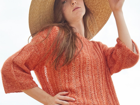 Ajourmusterpulli mit Dreiviertel-Ärmeln