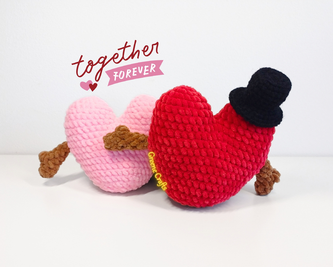 Crochet Heart Plushies - No Sew Toy Crochet Pattern