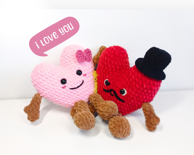 Verliebtes Herzpaar - Herz Amigurumi für Valentinstag - Häkelanleitung