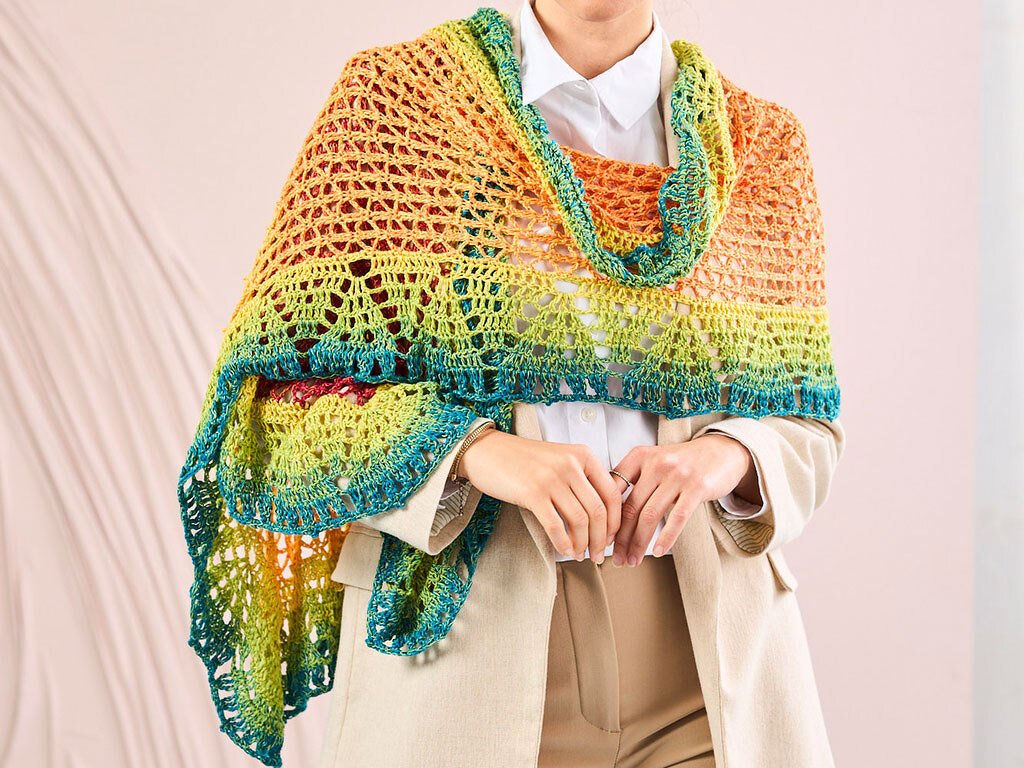 STOLA SPITZENKANTE, gehäkelt
