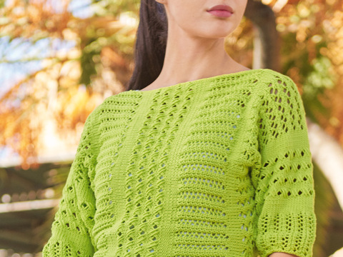 Quergestrickter Lochmusterpulli