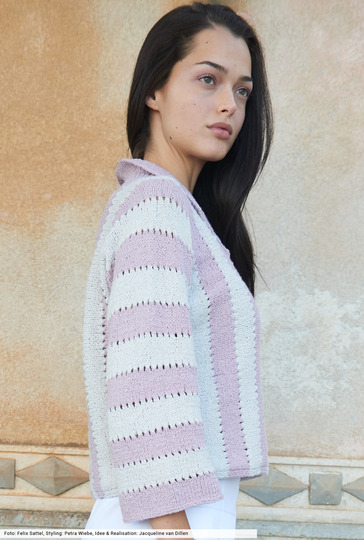 Quergestrickte Streifenjacke