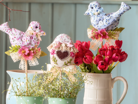 Vogel- und Eier als Stecker und als Anhänger nähen