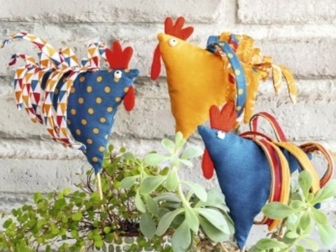 3 Hühner aus Stoff