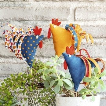 3 H&uuml;hner aus Stoff