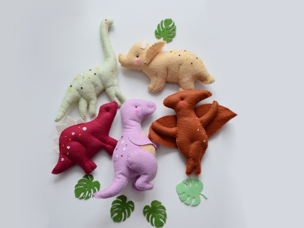 Dinosaur Hand-Sewing Pattern Set for Soft Felt Toys - Image 7