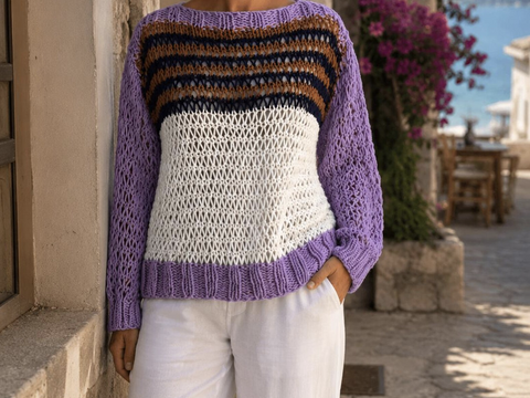 Anleitung Strickpullover mit großen Maschen Größe passt für S/M/L schnell