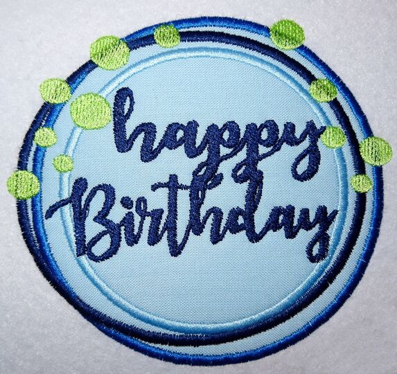 Stickdatei - Happy Birthday Kreis Button in 16  Größen Geburtstag