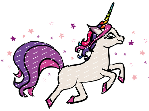 Plotterdatei Süßes Einhorn mit Sterne PDF und DXF