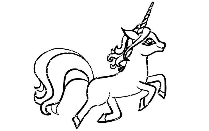 Plotterdatei Süßes Einhorn mit Sterne PDF und DXF
