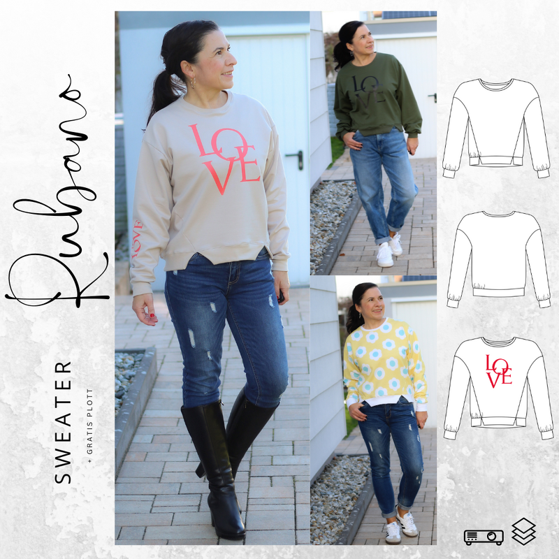 Ebook Sweater RUBANO Gr. 32-56 + gratis Plottdatei