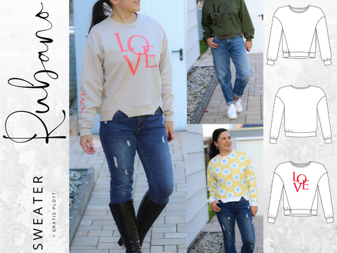 Ebook Sweater RUBANO Gr. 32-56 + gratis Plottdatei