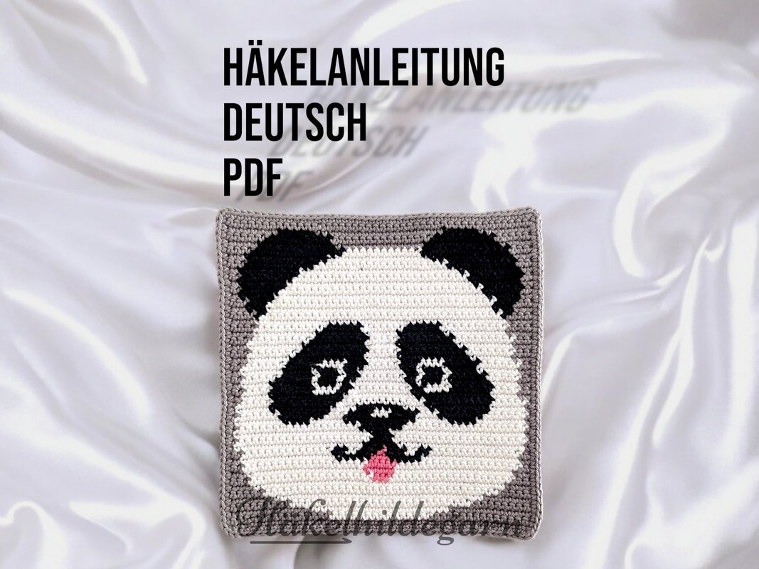 Häkelanleitung Panda im Quadrat