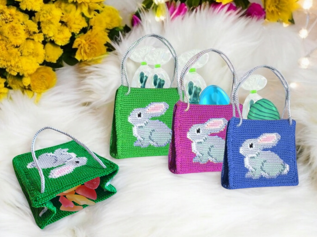 Crochet pattern bunny gift bag