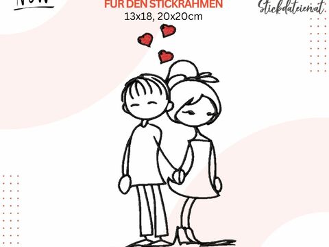 Liebespaar Stickdatei, Brautpaar Stickdatei, Hochzeit Stickdatei