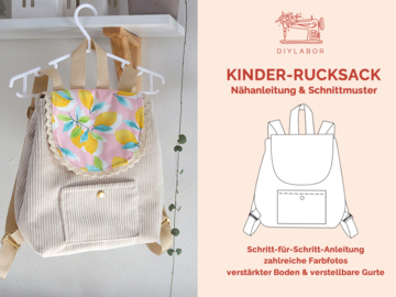 Kindergarten Rucksack Nähanleitung Schnittmuster Kinderrucksack Cord Kinder