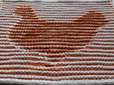 Huhn in Schattenstricktechnik mit dem besonderen Rand