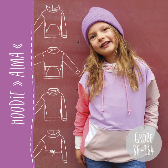 HOODIE "ALMA" | Nähanleitung und Schnittmuster | Gr. 86-164 | 2 WEITEN