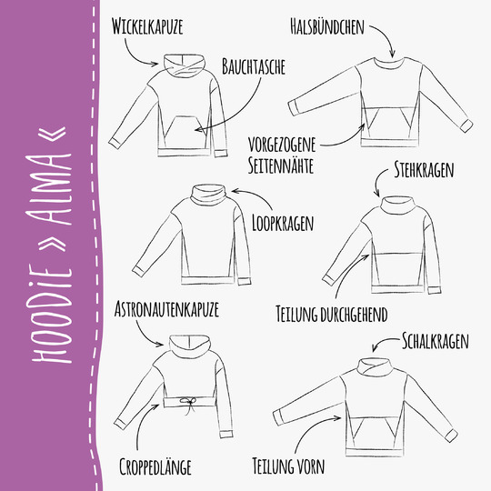 HOODIE "ALMA" - Schnittmuster und Anleitung
