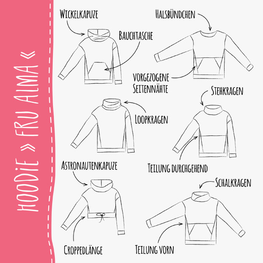 HOODIE "FRU ALMA" | Nähanleitung und Schnittmuster | Gr. 32-58