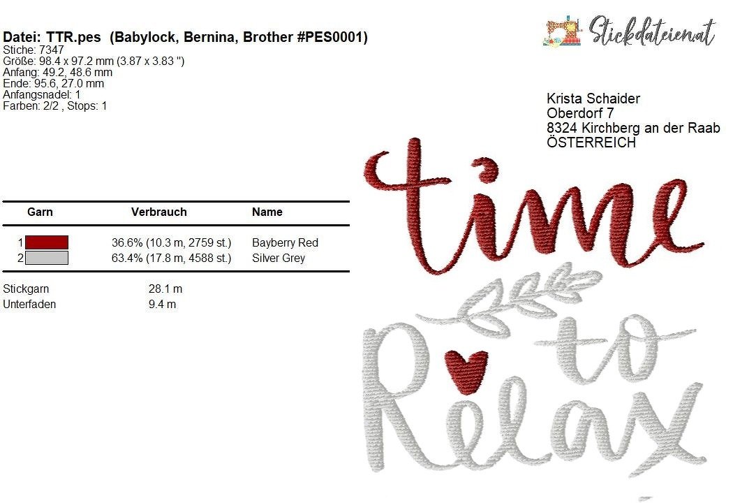 Stickdatei Yoga, Stickmuster Relax, Stickdatei Schrift Yoga - Bild 3