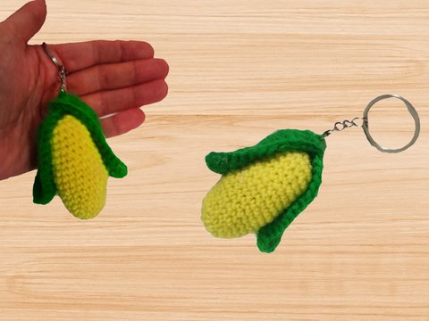 Häkelanleitung für Amigurumi Mais-Schlüsselanhänger