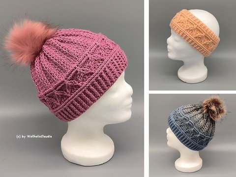 Häkelanleitung Mütze oder Stirnband "Cäsar" Damen oder Herren