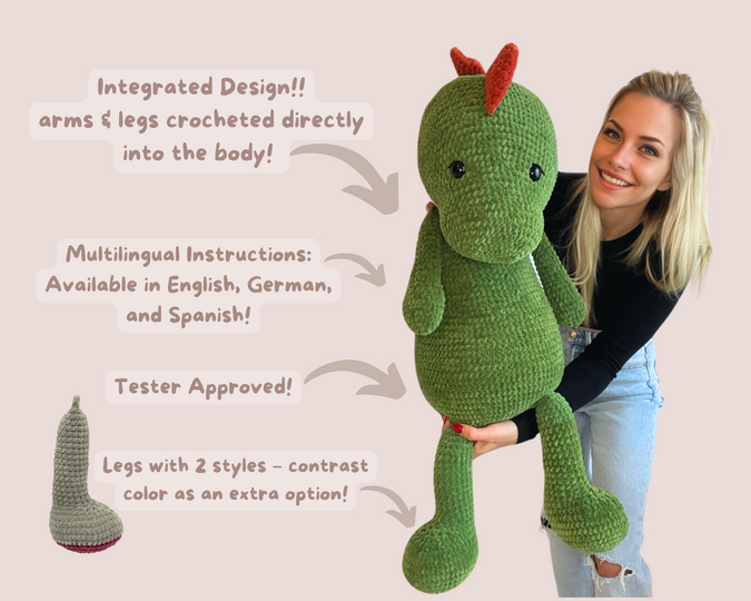 Häkelanleitung Dinosaurier XXL