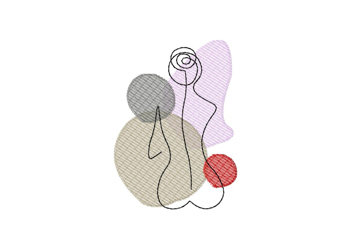 Stickdatei Frau Rücken, LineArt, Redwork, Silhouette, drei Größen