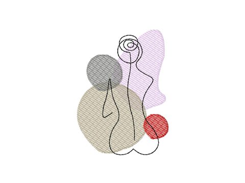 Stickdatei Frau Rücken, LineArt, Redwork, Silhouette, drei Größen