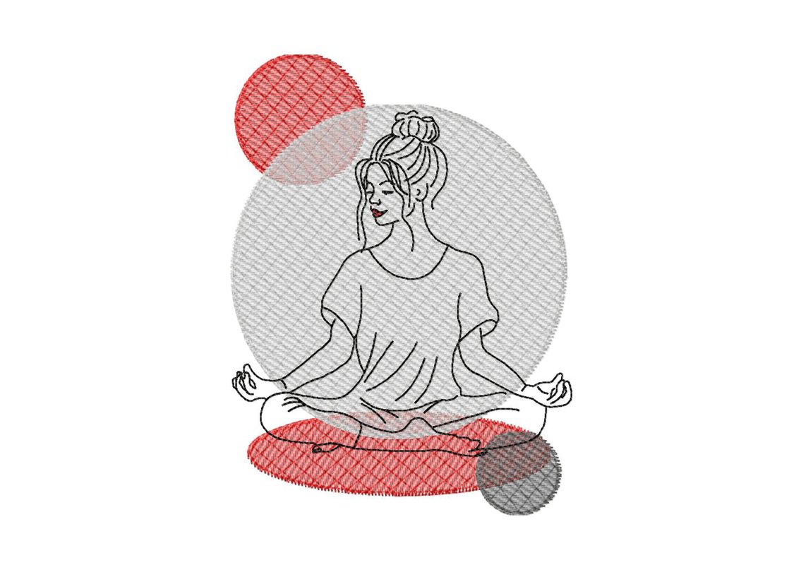 Stickdatei Yoga, LineArt, Redwork, Silhouette, drei Varianten - Bild 2
