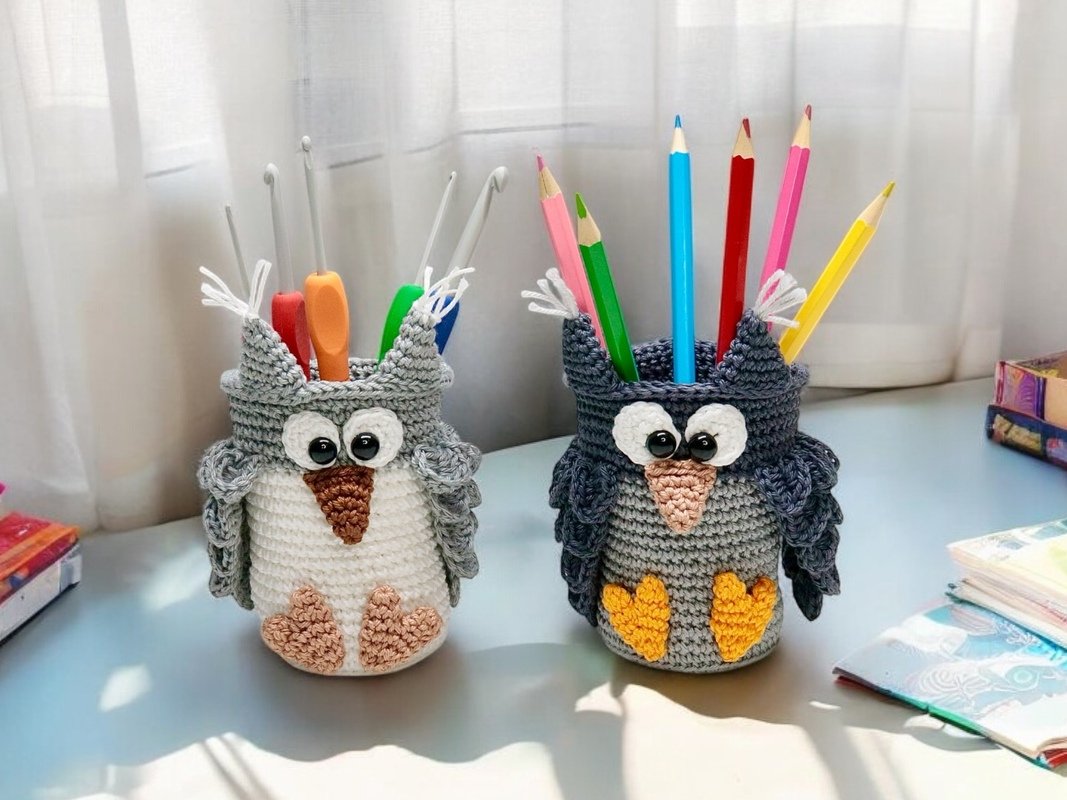 Owl Pen/Needle Container - Crochet Pattern - Image 3