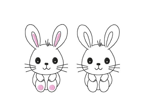 Stickdatei Hase, LineArt, Redwork, Silhouette, drei Größen, zwei Varianten