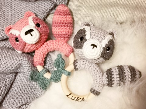 PDF Häkelanleitung für die Waschbär Babyrassel "Luka"