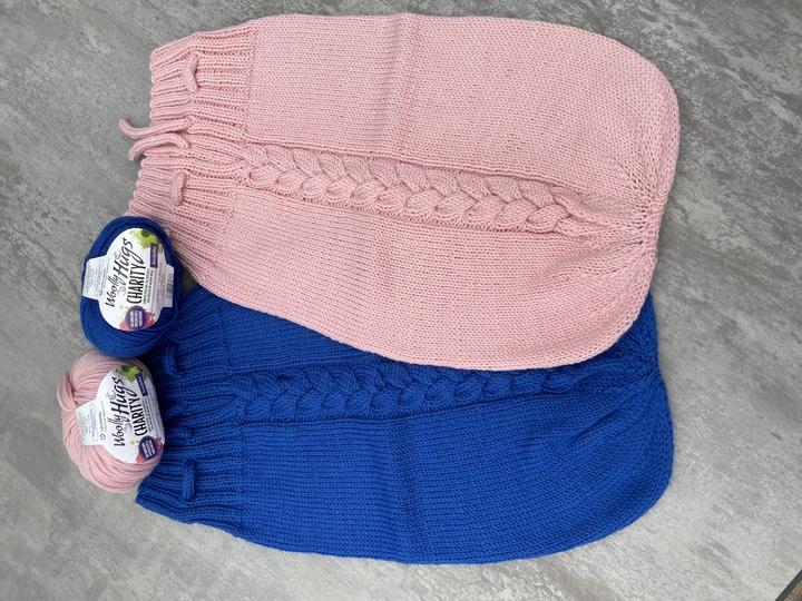 Pucksack mit Zopfstreifen f&uuml;r Baby Stricken