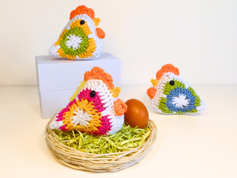 Granny-Square-Huhn - Häkelanleitung für Rustikale Deko