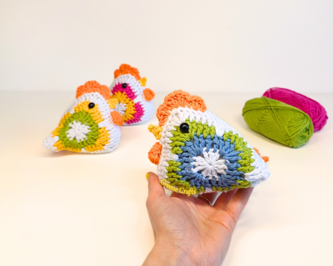 Crochet Pattern: Granny Square Chicken - Rustic Hen Crochet Decor