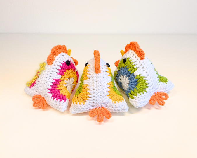 Crochet Pattern: Granny Square Chicken - Rustic Hen Crochet Decor