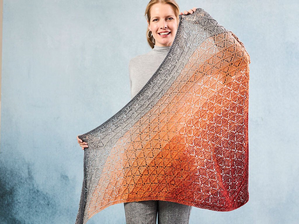 TUCH DIAGONALE RAUTEN AB SPITZE, gestrickt