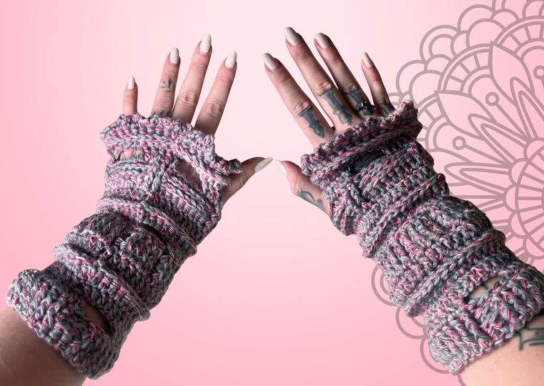 Häkelanleitung Handstulpen "GREY LADY"