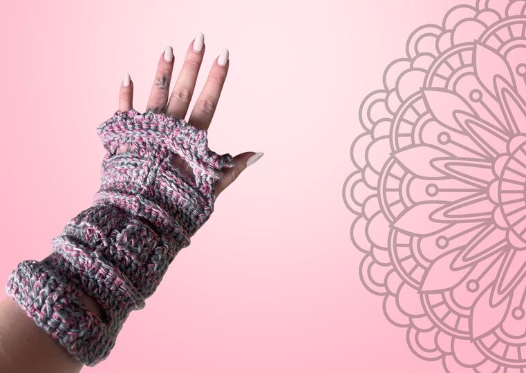 Häkelanleitung Handstulpen "GREY LADY"