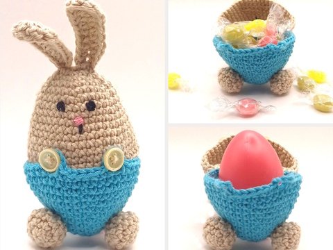Häkelanleitung Geschenkdose, Eierbecher Hase