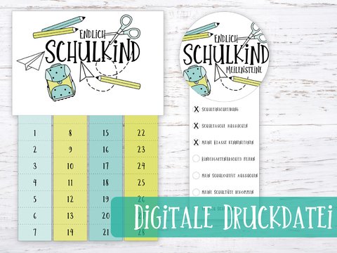Digital: Schulcountdown & Einschulungs Meilensteine
