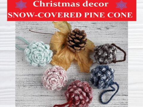 Crochet frosty pine cone. Christmas clearance. Mini tree ornaments