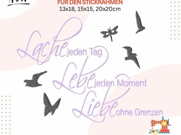 Stickdatei Lache Lebe Liebe, Hochzeit Stickdatei, Liebe, Sofortdownload
