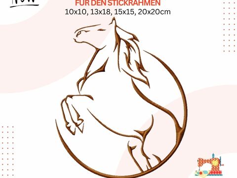 Moderne Pferde Stickdatei, Springreiten Stickdatei, digitale Stickvorlage