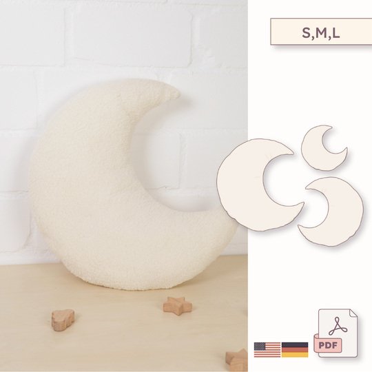 Moon pillow sewing pattern - 3 sizes (S-L)