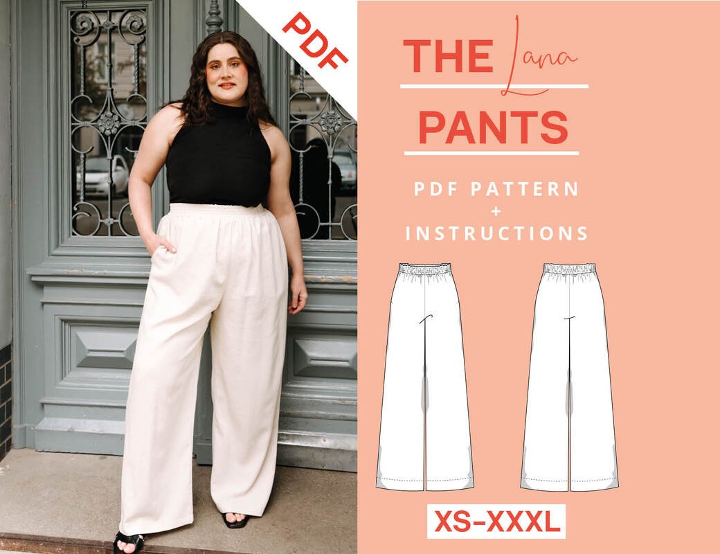Palazzo Pants Sewing Pattern Ladies XS-XXXL Sewing Tutorial Wide Leg Pants