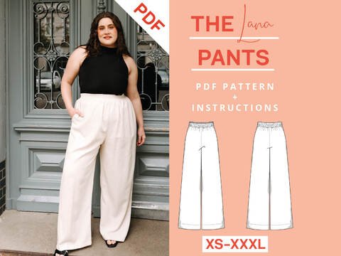 Palazzo Hose Schnittmuster Damen Weite Hose Gummizug XS-XXXL Nähanleitung